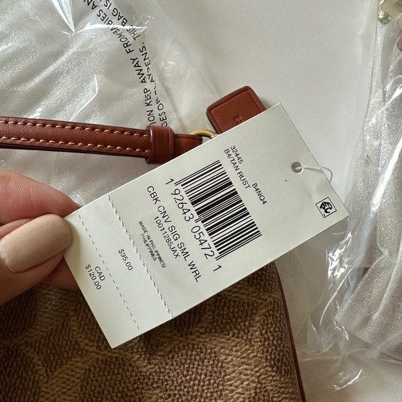 🆕 Coach Wristlet Brand New Rust Brown Small Cute Logo Print Authentic - Picture 8 of 11